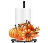 MorningRo Fall Paper Towel Holder Pumpkin Countertop Kitchen Decor and Accessories Autumn Thanksgiving Large Black Metal Towel Holder Fall Tissue Stand for Countertop Table Housewarming Gift Supplies