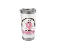 Mornings are Better with Donuts Funny Quote Cute Character Stainless Steel Insulated Tumbler