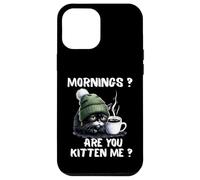 Mornings Are You Kitten Me Funny Tired Cat Coffee Lover Case for iPhone 12 Pro Max