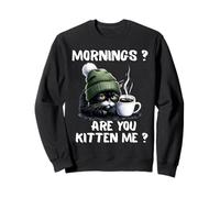 Mornings Are You Kitten Me Funny Tired Cat Coffee Lover Sweatshirt