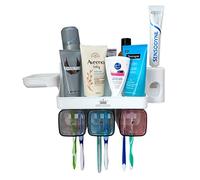 Mornington® Wall-Mounted Toothbrush Holder and Automatic Toothpaste Dispenser for Convenient Toothbrush and Toothpaste Storage | Easy Install With Adhesive Backing (No Drilling) | Soap Holder | 3 Cups