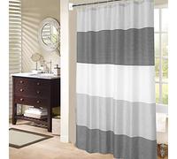 MORNITE Mens Stall Shower Curtain for Bath Neutral Black and Grey Striped Pattern, Polyester Fabric Cloth, 6 Hooks 36" W×72" H Inch