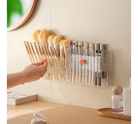 MORNITE Wall-Mounted Makeup Eyeliner Lip Liner Organizer Holder, 16-Slot Cabinet Storage for Brush, Makeup Pencils, Concealer Pencil Display Case for Vanity Bathroom, Clear