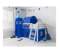 Moro Cabin Bed Midsleeper with Blue NW Package in Classic White