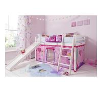 Moro Cabin Bed Midsleeper with Slide & Fairies Tent in Classic White