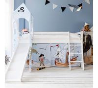 Moro Cabin Bed Midsleeper with Slide & Pirate Pete Package in Classic White