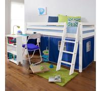 Moro Cabin Bed with Pullout Desk & Brilliant Blue Tent in Classic White