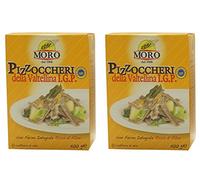Moro:"Pizzoccheri" Pasta Made with Durum Whole Wheat Buckwheat - Stone Ground 17.6 Ounce (500gr) Packages (Pack of 2) [ Italian Import ]