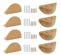 MOROBOR 100mm Half Moon Drawer Handles, 12PCS Wooden Semi Circle Pulls Beech Wood Wardrobe Hardware Double Hole Handle for Drawer Cabinet Wardrobe
