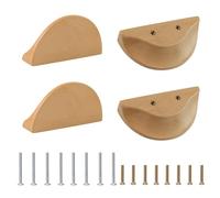 MOROBOR 100mm Half Moon Drawer Handles, 4PCS Wooden Semi Circle Pulls Beech Wood Wardrobe Hardware Double Hole Handle for Drawer Cabinet Wardrobe