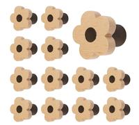 MOROBOR 12pcs Flower Shaped Wooden Knobs Single Hole Beech Wood Handles Cupboard Cabinet Pulls for Chest of Drawers with Screws& Expansion Tube
