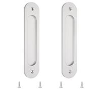 MOROBOR 180MM Oval Recessed Sliding Door Pulls, 2pcs Silver Flush Pull Aluminum Alloy Closet Door Finger Pulls with Mounting Screws for Sliding Barn Door
