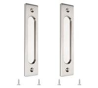 MOROBOR 180MM Rectangual Recessed Sliding Door Pulls, 2pcs Brushed Steel Flush Pull Aluminum Alloy Closet Door Finger Pulls with Mounting Screws for Sliding Barn Door