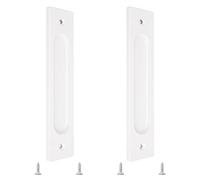 MOROBOR 180MM Rectangual Recessed Sliding Door Pulls, 2pcs Warm White Flush Pull Aluminum Alloy Closet Door Finger Pulls with Mounting Screws for Sliding Barn Door