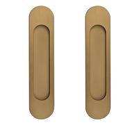 MOROBOR 18CM Self-Stick Oval Sliding Door Pulls, 2pcs Bronze Gold Aluminum Alloy Flush Pull Punch-Free Handle for Sliding Barn Door Windows Cabinets