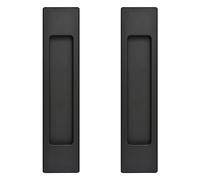 MOROBOR 18CM Self-Stick Rectangual Sliding Door Pulls, 2pcs Black Aluminum Alloy Flush Pull Punch-Free Handle for Sliding Barn Door Windows Cabinets
