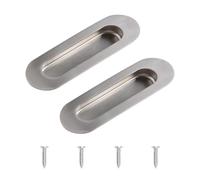 MOROBOR 2 Pack Oval Sliding Door Handle Stainless Steel Pull Handle with Recessed Side Hole for Drawer Cupboard Cabinet Brushed Silver