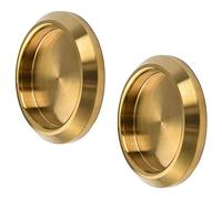 MOROBOR 2 Pack Self-Stick Closet Door Finger Pull, Stainless Steel Round Sliding Pull, Recessed Kitchen Cabinet Handles Pull, Invisible Door Handle, Gold