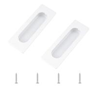 MOROBOR 2 Pack Square Recessed Flush Pulls Finger Handles, 4.7 Inch Length Sliding Door Handles Stainless Steel Cabinet Pulls for Wardrobe Drawer/White