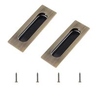 MOROBOR 2 Pack Square Recessed Flush Pulls Finger Handles, 4.7 Inch Length Sliding Door Handles Stainless Steel Cabinet Pulls for Wardrobe Drawer/Bronze