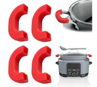 MOROBOR 2 Pairs of Silicone Pot Handle Cover, Red Non Slip Heat Resistant Handle Covers Compatible with Ninja Slow Cooker Reusable Silicone Handle Cover