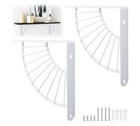 MOROBOR 2PCS Metal Craft White Bracket Floating Shelves Fan-Shaped Shelf Brackets Wall Hanging Decoration Sector Bracket for Home Office Restaurant Decor, White-20CM