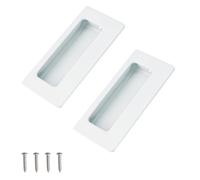 MOROBOR 2PCS Rectangular Recessed Concealed Handles, Embedded Design Sliding Door Handle with Screws, Stainless Steel Cabinet Pulls for Wardrobe Drawer (White-86mm)