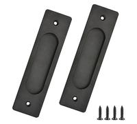 MOROBOR 2pcs Rectangular Recessed Sliding Door Pulls, 15CM Flush Pull Aluminum Alloy Matte Black Closet Door Finger Pulls with Mounting Screws for Sliding Barn Door