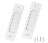MOROBOR 2pcs Rectangular Recessed Sliding Door Pulls, 15CM Flush Pull Aluminum Alloy Silver Closet Door Finger Pulls with Mounting Screws for Sliding Barn Door