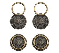 MOROBOR 4 Pack Antique Bronze Cabinet Handles, 1.77'' Diameter Vintage Zinc Alloy Ring Pulls, Single Hole Drop Ring Drawer Pulls Dresser Handles for Bar Cabinets Bathroom Closet Dressers