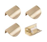 MOROBOR 4 Pack Finger Edge Pull, Self-Stick Instant Cabinet Drawer Pulls Concealed Drawer Pulls Modern Style Drawer Handle for Cabinet Hardware Drawer Wardrobe, 60mm/Brushed Gold