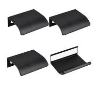 MOROBOR 4 Pack Finger Edge Pull, Self-Stick Instant Cabinet Drawer Pulls Round Angle Concealed Drawer Pulls Modern Style Drawer Handle for Cabinet Hardware Drawer Wardrobe, 50mm/Black