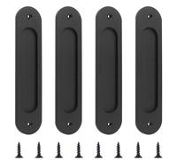 MOROBOR 4 Pack Oval Flush Mount Sliding Door Handles Matte Black Aluminum Alloy Pulls liding Barn Door Closet Door Finger Handles
