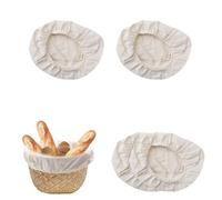 MOROBOR 4PCS 8.2 Inch Oval Bread Proofing Basket Cloth Liner Fermentation Basket Liner Natural Rattan Baking Dough Sourdough Banneton Baskets Cover Bread Baking Supplies