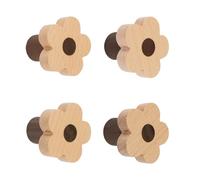 MOROBOR 4pcs Flower Shaped Wooden Cabinet Knobs, Single Hole Beech Wood Handles Wood Nursery Dresser Knobs for Chest of Drawers with Screws & Expansion Tube