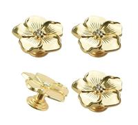 MOROBOR 4pcs Gold Petal Drawer Knobs, Creative Cabinet Drawer Pulls Silk Enamel Single Hole Zinc Alloy Knobs for Dresser Wardrobe Door Furniture