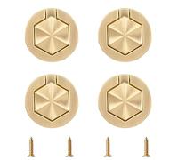 MOROBOR 4Pcs Hexagon Pocket Doors Drawer Handle Flush Ring Pull, Zinc Alloy Gold Knobs Hidden Concealed Furniture Handle for Cabinets, Closets, Drawers