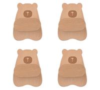 MOROBOR 4PCS Little Bear Shaped Wooden Knobs, Single Hole Beech Wood Handles Cute Cabinet Pull Knob for Chest of Drawers with Screws & Expansion Tube