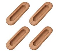 MOROBOR 4PCS Oval Wood Recessed Concealed Handle, Embedded Design Sliding Door Handle Wood Cabinet Pulls Flush Sliding Closet Door Pulls for Sliding Barn Bypass Door Wardrobe Drawer Pulls
