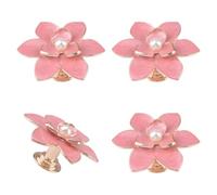MOROBOR 4PCS Pink Petal Drawer Knobs, Creative Cabinet Drawer Pulls Sturdy Home Decor Handles Single Hole Petal Dresser Knobs with Mounting Screws for Dresser Wardrobe Door Furniture