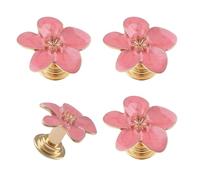 MOROBOR 4PCS Pink Petal Drawer Knobs, Creative Cabinet Drawer Pulls Sturdy Home Decor Handles Single Hole Zinc Alloy Knobs with Mounting Screws for Dresser Wardrobe Door Furniture