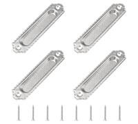 MOROBOR 4Pcs Recessed Cabinet Door Handles, Stainless Steel Oval Handle with Screws, Embedded Finger Pulls for Wardrobe Drawer Flush Sliding Door