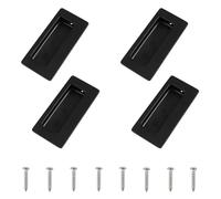 MOROBOR 4PCS Rectangular Concealed Recessed Pulls Handles, Finger Insert Sliding Door Handle with Screws, Stainless Steel Hidden Flush Pulls for Wardrobe Drawer (Matte Black/86mm)