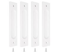 MOROBOR 4pcs Rectangular Recessed Sliding Door Pulls, 18CM Flush Pull Aluminum Alloy Warm White Closet Door Finger Pulls with Mounting Screws for Sliding Barn Door