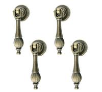 MOROBOR 4Pcs Vintage Cabinet Pulls, Zinc Alloy Pendant Drawer Handles Single Hole Handle Antique Tear Drop Pulls with Mounting Screws for Wardrobe Cupboard Drawer Door Furniture Decorative