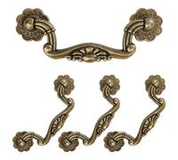 MOROBOR 4Pcs Vintage Drop Bail Drawer Pulls, Antique Bronze Cabinet Handles for Furniture, Kitchen, Wardrobe