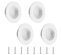 MOROBOR 4pcs White Round Recessed Handles, 65mm Stainless Steel, Rust Resistant, Invisible, Comfortable Touch, Suitable for Cabinets, Closets, Drawers