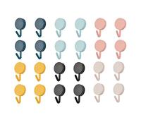 MOROBOR 6 Pack Wall Hooks, Round Hooks Without Drilling, Heavy Duty, Max Holding 2KG, Multicolor, 3 cm (diameter)