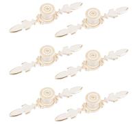 MOROBOR 6 PCS Euro Decorative Cabinet Knobs with Plate, 120 MM Vintage Kitchen Zinc Alloy Floral Ivory White Drawer Pulls Handles for Dresser Nightstand Cupboard Wardrobe (Gold Edge)