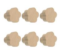 MOROBOR 6 PCS Flower Shaped Wooden Knobs, Single Hole Beech Wood Handles Self-Adhesive Wood Cupboard Cabinet Knobs for Drawers Wardrobe